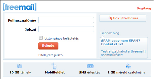 Freemail nyitólap Freemail nyitólap