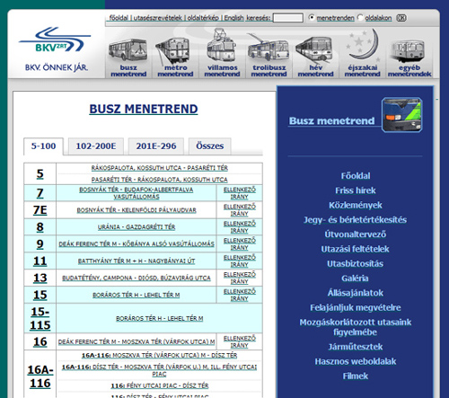 BKV menetrend BKV menetrend